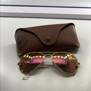 Ray-Ban Gold and Pink Aviator Sunglasses